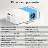 2025 Mini YG300 Lightweight Portable Projector Ultra HD Home Living Room Bedroom Home Cinema Mobile Intelligent Projection